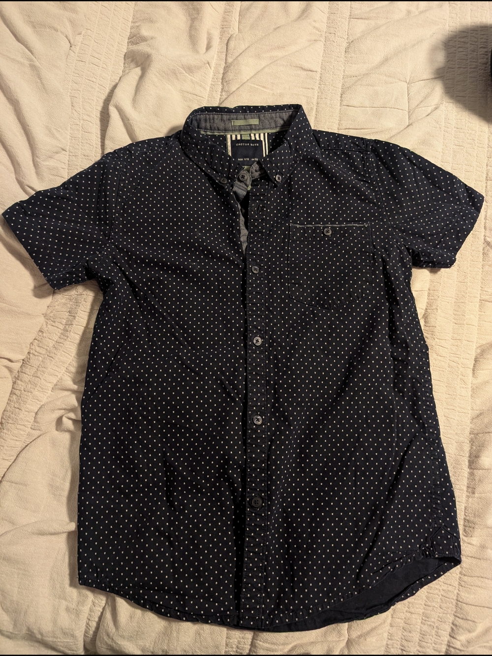 Cactus Navy Short-Sleeve Dot Button-Down Shirt
